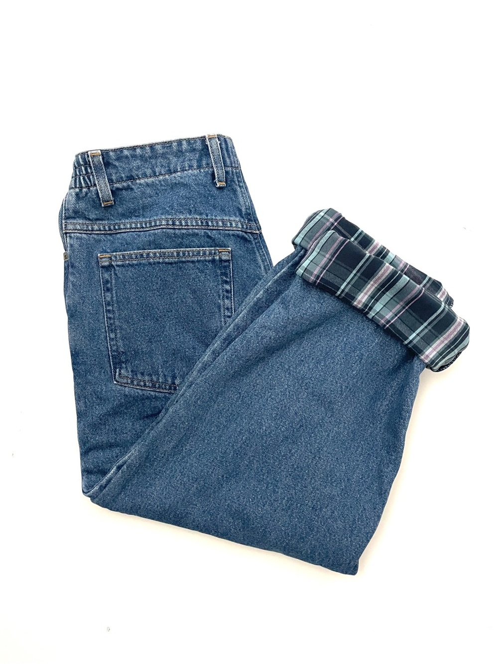 VTG LL Bean Original Relaxed Fit Flannel Lined Jeans, Elastic Waist, 10 Petite*